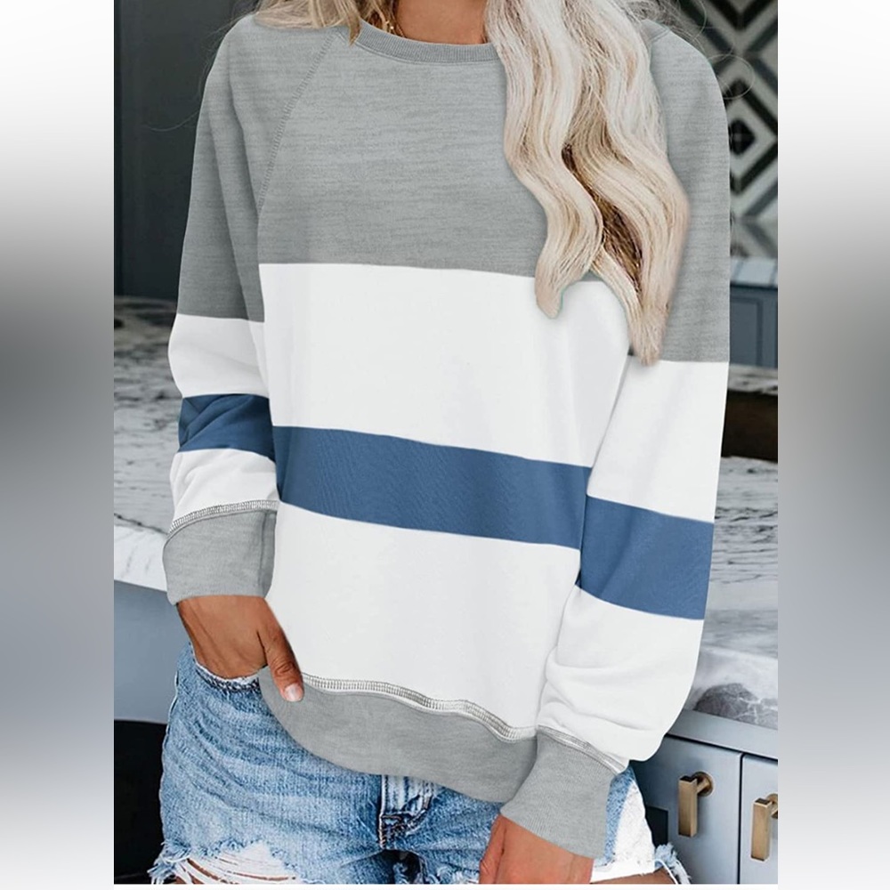 Simple Pullover Stripe Sweatshirt